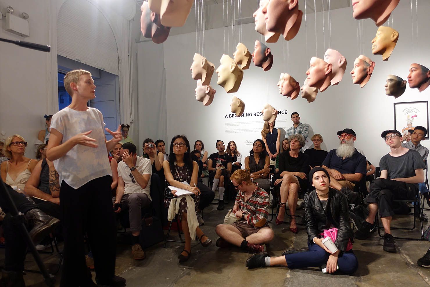 Heather Dewey-Harborg, Nora Khan and Christiane Paul speak at the opening