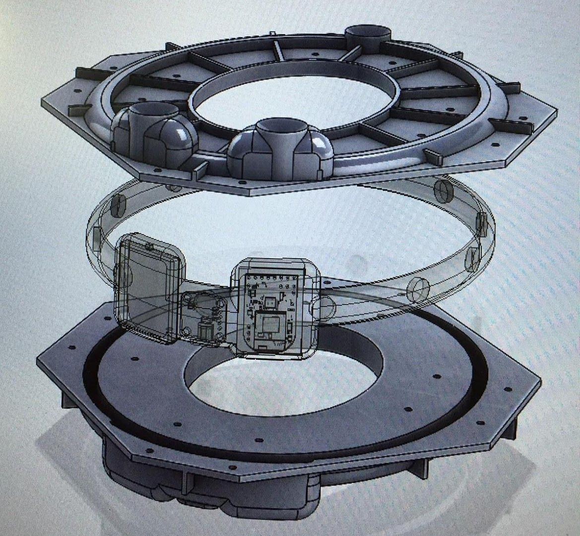 A 3D visualization of the headband inside a mold